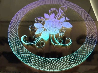 Led circle lights with laser engraving flowers Led circle lights with laser engraving flowers