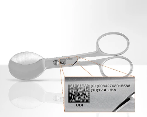 Laser engraving on metal medical tools